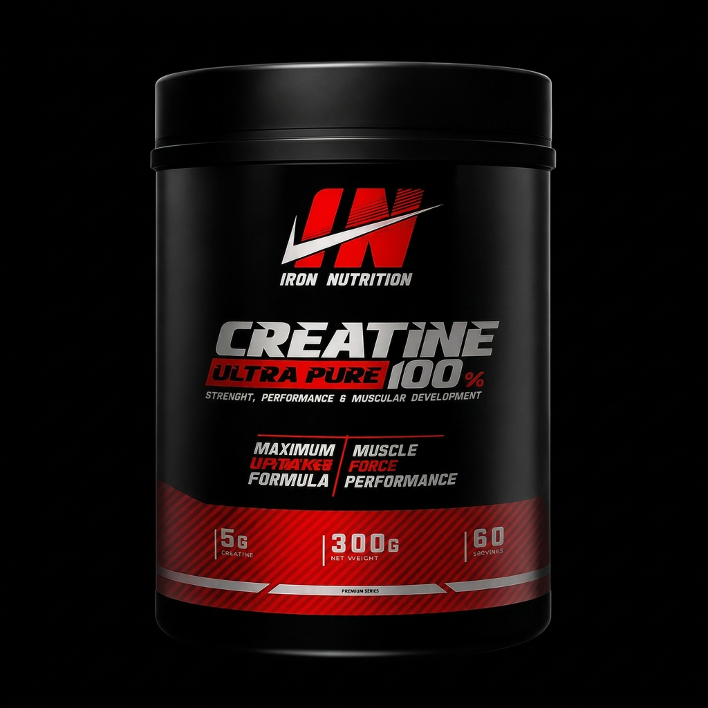 Creatina Iron Nutrition, ajuste de nitidez y formato 1:1 conservando el fondo negro