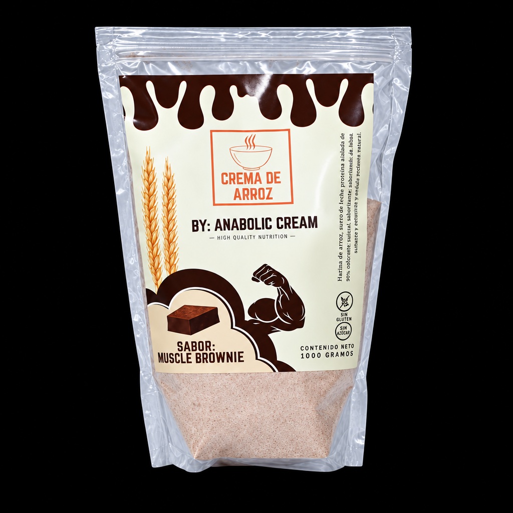 Crema de Arroz Muscle Brownie - Fondo Negro