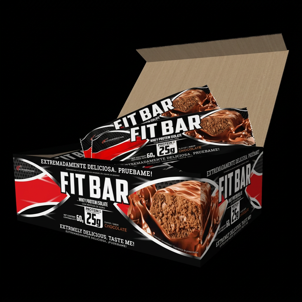 Fit Bar Whey Protein Isolate Chocolate - Fondo Negro