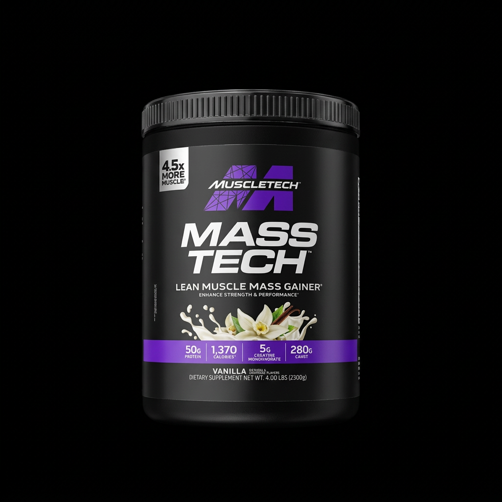 MuscleTech Mass Tech Vanilla - Fondo Negro