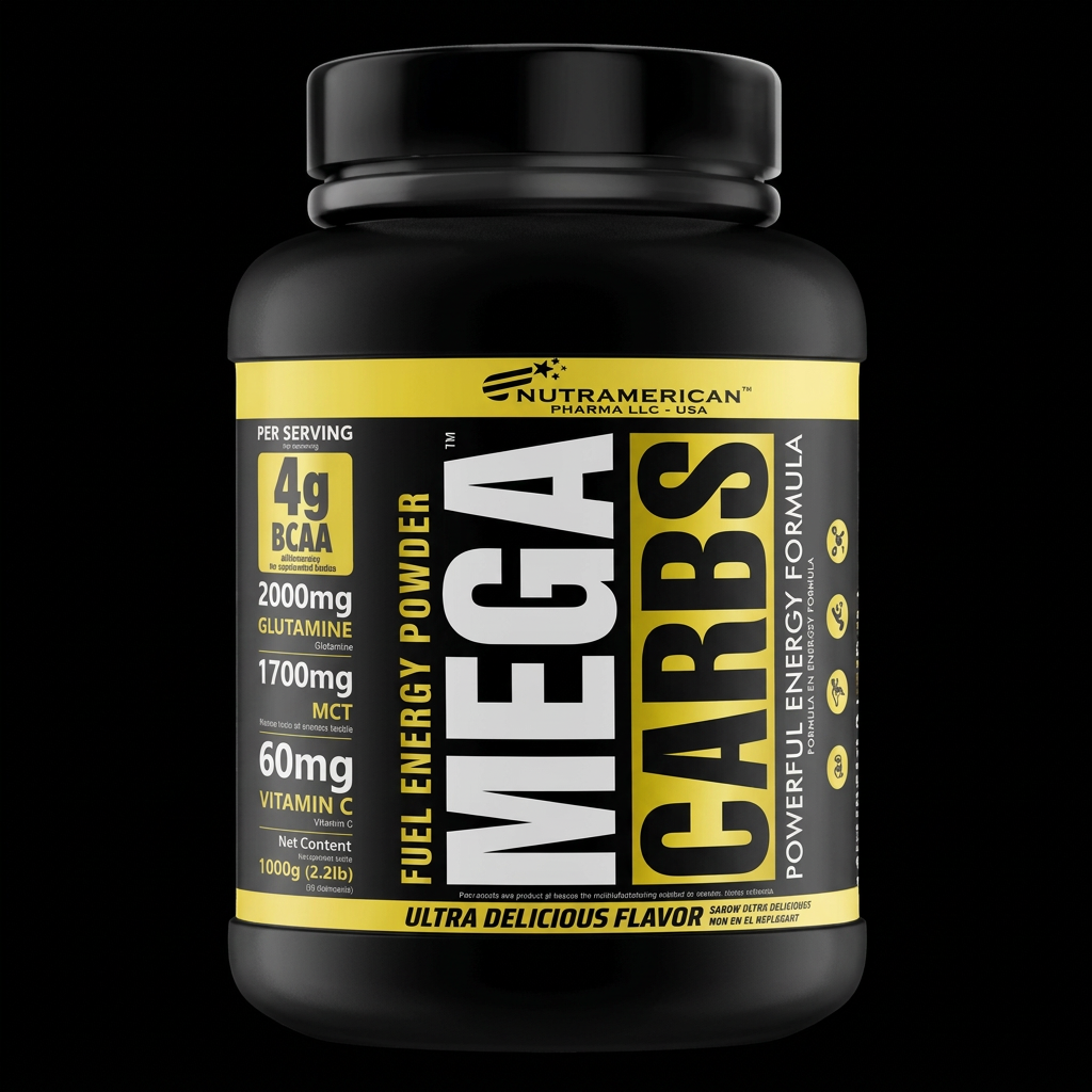 NutrAmerican Mega Carbs - Fondo Negro