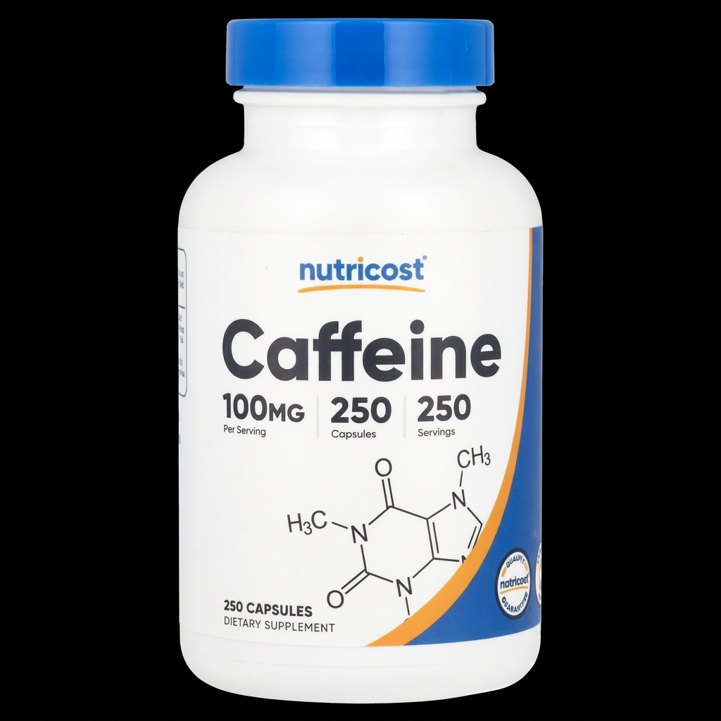 Nutricost Caffeine 100mg 250 Cápsulas - Fondo Negro