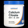 Nutricost Calcium Citrate 650mg 73 Servicios 250g Unflavored - Fondo Negro