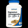 Nutricost Magnesium + Ashwagandha 210mg/1200mg 240 Cápsulas - Fondo Negro