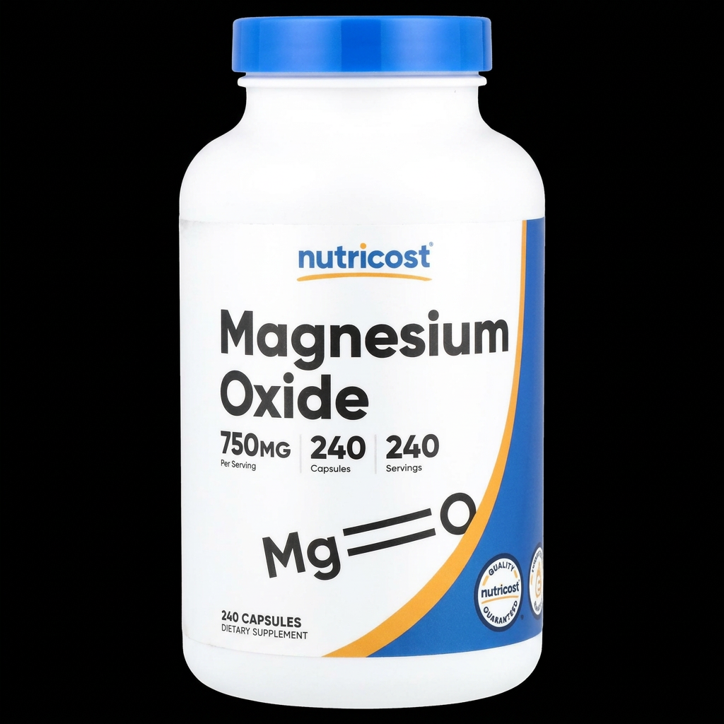 Nutricost Magnesium Oxide 750mg 240 Cápsulas - Fondo Negro