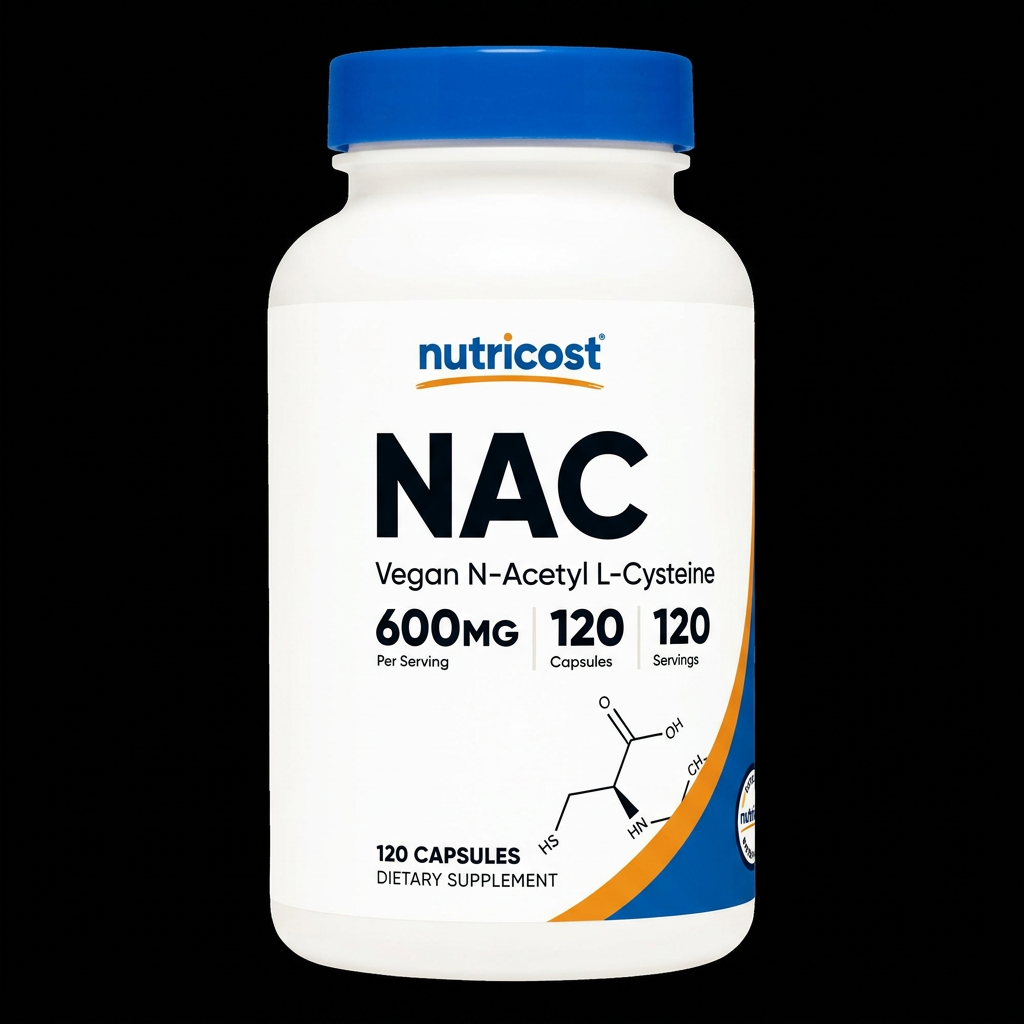 Nutricost NAC Vegan N-Acetyl L-Cysteine 600mg - Fondo Negro