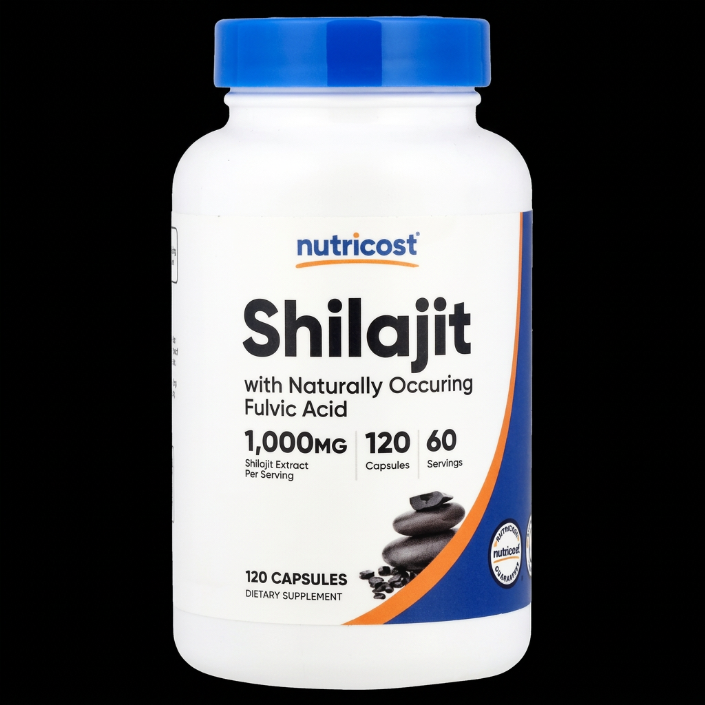Nutricost Shilajit 1000mg 120 Cápsulas 60 Servicios - Fondo Negro