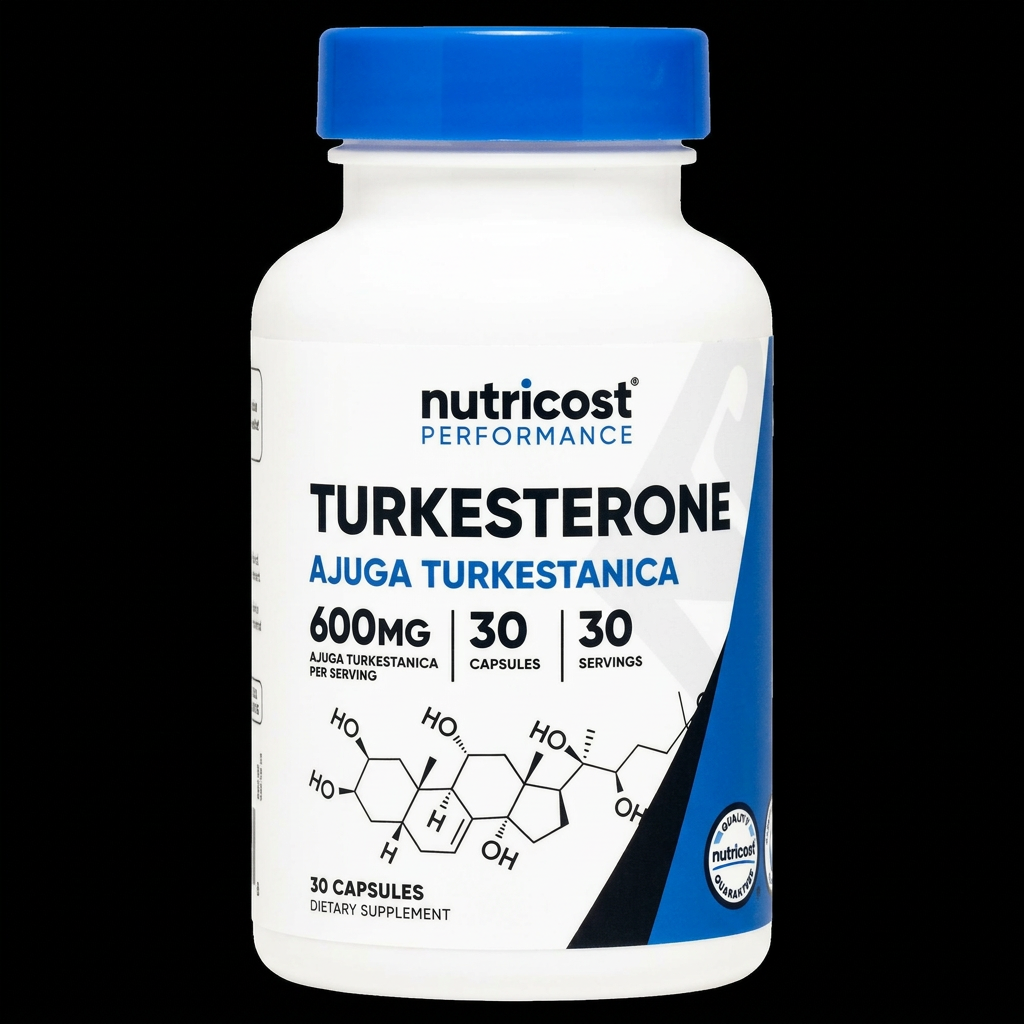 Nutricost Turkesterone 600mg 30 Cápsulas - Fondo Negro