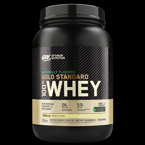 ON Gold Standard 100% Whey Naturally Flavored Vanilla 1.9lb 27 Servicios - Fondo Negro