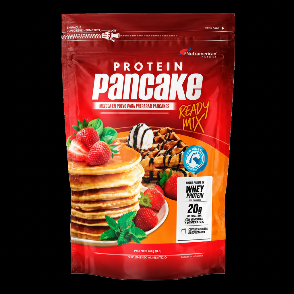 Protein Pancake Rojo fondo negro
