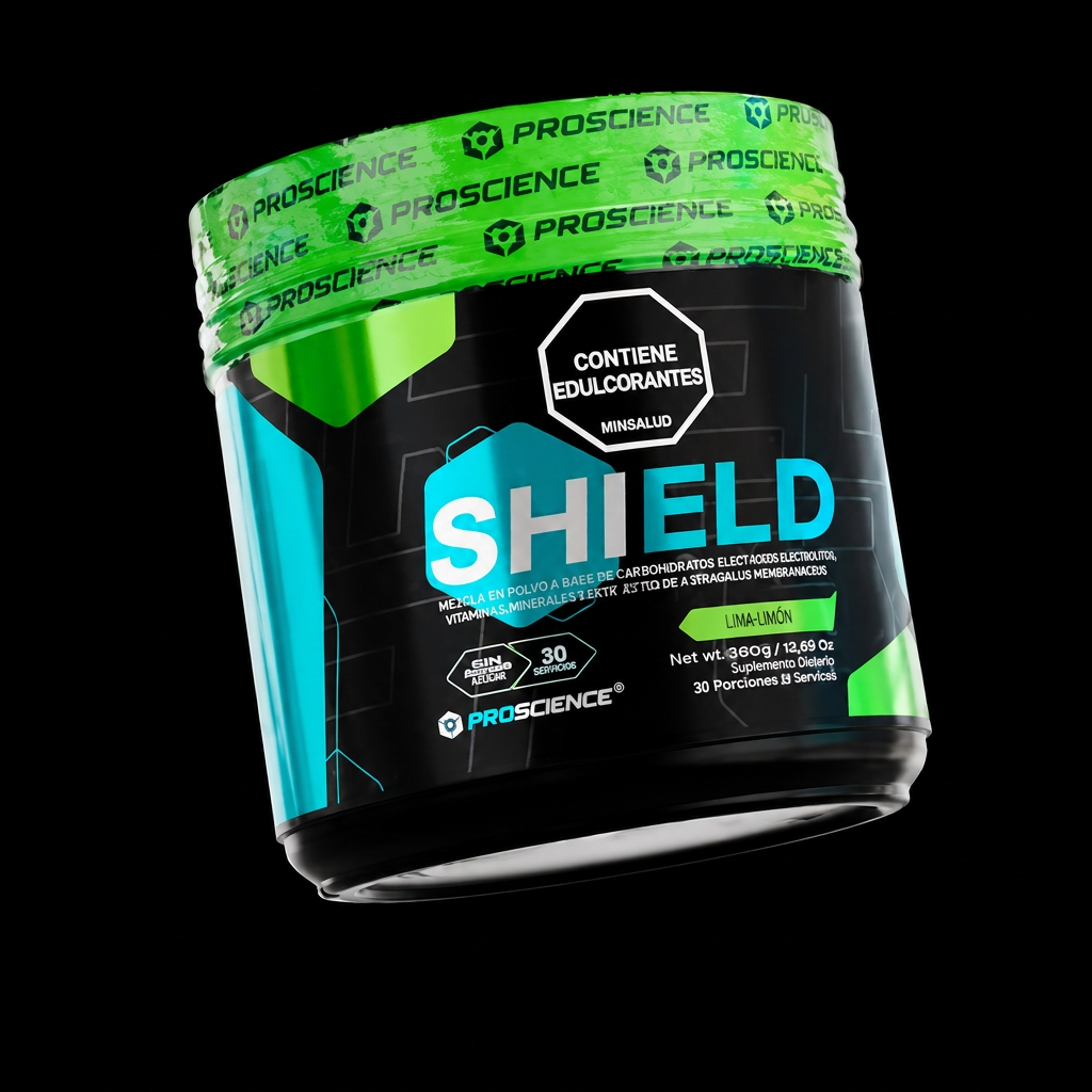 SHIELD en formato cuadrado 1:1, con mejora de nitidez solicitada y conservando el fondo negro